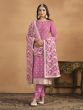 Pink Thread Embroidered Pant Style Salwar Suit