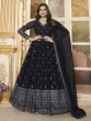 Black Party Wear Anarkali Salwar Suit In Georgette