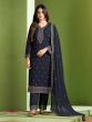 Deep Blue Georgette Casual Salwar Kameez In Pant Style