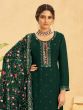 Dark Green Palazzo Style Salwar In Organza With Thread Embroidery