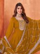 Dark Yellow Art Silk Salwar Kameez In Anarkali Style