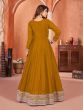 Dark Yellow Art Silk Salwar Kameez In Anarkali Style