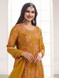 Mustard Yellow Palazzo Style Salwar Suit In Floral Print
