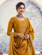 Dark Yellow Anarkali Style Salwar Kameez In Zari Embellishment