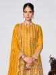 Golden Yellow Festive Wear Palazzo Salwar Suit In Chinon Silk