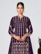 Deep Purple Zari Enhanced Chinon Silk Palazzo Salwar Suit