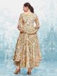 Cream Anarkali Style Salwar Suit In Georgette With Floral Print