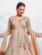 Beige Pleated Pattern Readymade Anarkali Suit In Print