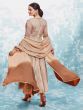 Beige Pleated Pattern Readymade Anarkali Suit In Print