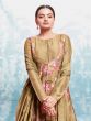 Brown Floral Printed Readymade Anarkali Salwar Suit In Muslin