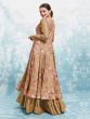 Brown Floral Printed Readymade Anarkali Salwar Suit In Muslin