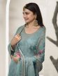 Light Blue Straight Cut Kameez Suit Set With Palazzo Style