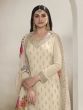 Creamy White Zari Augmented Palazzo Salwar Suit In Chinon Silk