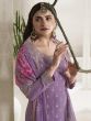 Lavender Purple Chinon Silk Palazzo Styled Salwar Suit In Zari Work