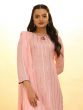 Rose Pink Georgette Straight Cut Salwar Suit In Palazzo Style