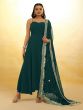 Teal Green Readymade Anarkali Salwar Suit In Georgette