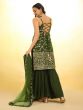 Moss Green Gota Patti Enhanced Sharara Suit In Georgette