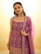 Purple Sharara Style Salwar Kameez In Georgette With Gota Patti