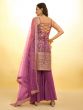 Purple Sharara Style Salwar Kameez In Georgette With Gota Patti