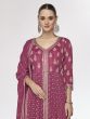 Magenta Pink Anarkali Style Salwar Suit In Chinon Silk