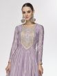 Lilac Purple Chinon Silk Anarkali Styled Suit In Sequins Embroidery