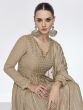 Beige Chinon Silk Zari Embroidered Anarkali Style Suit With Palazzo