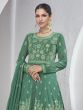 Fern Green Floor Length Mirror Work Enhanced Georgette Salwar Suit