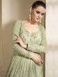 Olive Green Gota Patti Enhanced Floor Length Anarkali Style Salwar Kameez