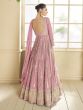 Pink Zari Embellished Anarkali Style Salwar Kameez In Viscose Jacquard