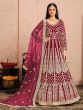 Maroon Bridal Salwar Kameez In Zari Embroidery With Anarkali Style