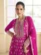 Magenta Anarkali Styled Salwar Suit In Georgette With Zari Work