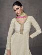 White Chikankari Enhanced Anarkali Suit With Bandhej Dupatta