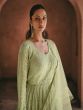 Olive Green Heavy Thread Embroidered Net Salwar Suit In Anarkali Style