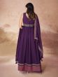 Purple Anarkali Style Suit Set In Georgette With Dupatta