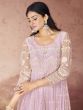 Taffy Pink Thread Embroidered Anarkali Style Salwar Suit In Net