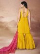 Mustard Yellow Sequins Embellished Sharara Suit In Georgette