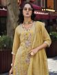 Yellow Pant Style Salwar Kameez In Floral Embroidery With Pant Style