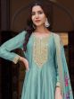 Sky Blue Zari Embroidered Anarkali Style Suit In Silk