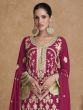 Rani Pink Heavy Zari Embroidery Salwar Suit In Chinon Silk