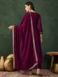 Wine Pant Style Salwar Suit In A-Line Pattern