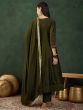 Dark Green A Line Salwar Kameez In Thread Work