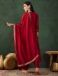 Red Thread Work Salwar Suit In A-Line Pattern