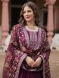 Maroon Readymade Salwar Suit In Anarkali Style