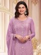 Lilac Zari Work Pant Style Salwar Suit In Georgette