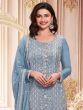 Blue Stone Work Pant Style Salwar Suit