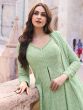 Green Readymade Front Slit Styled Salwar Kameez In Georgette