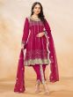 Magenta Squins Embroidered Flare Style Suit Set