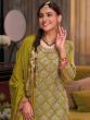 Green Readymade Salwar Kameez In Palazzo Style