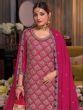 Rani Pink Silk Salwar Kameez In Zari Embroidery