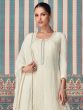 White Sharara Style Salwar Kameez In Chinon Silk